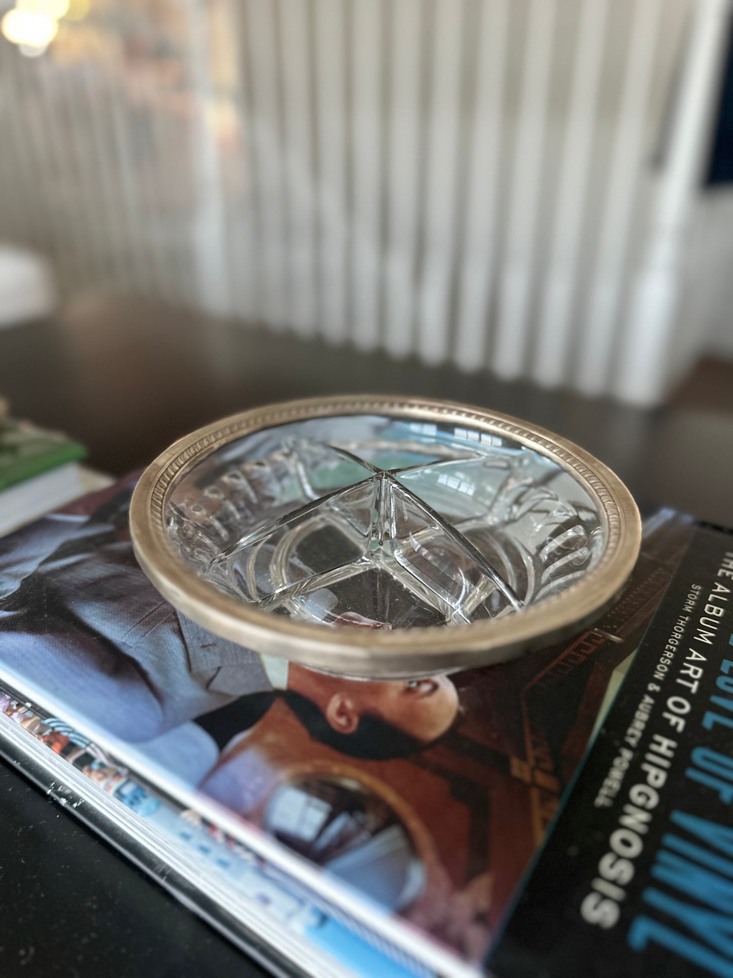 Divided Glass Dish with Sterling Silver Rim