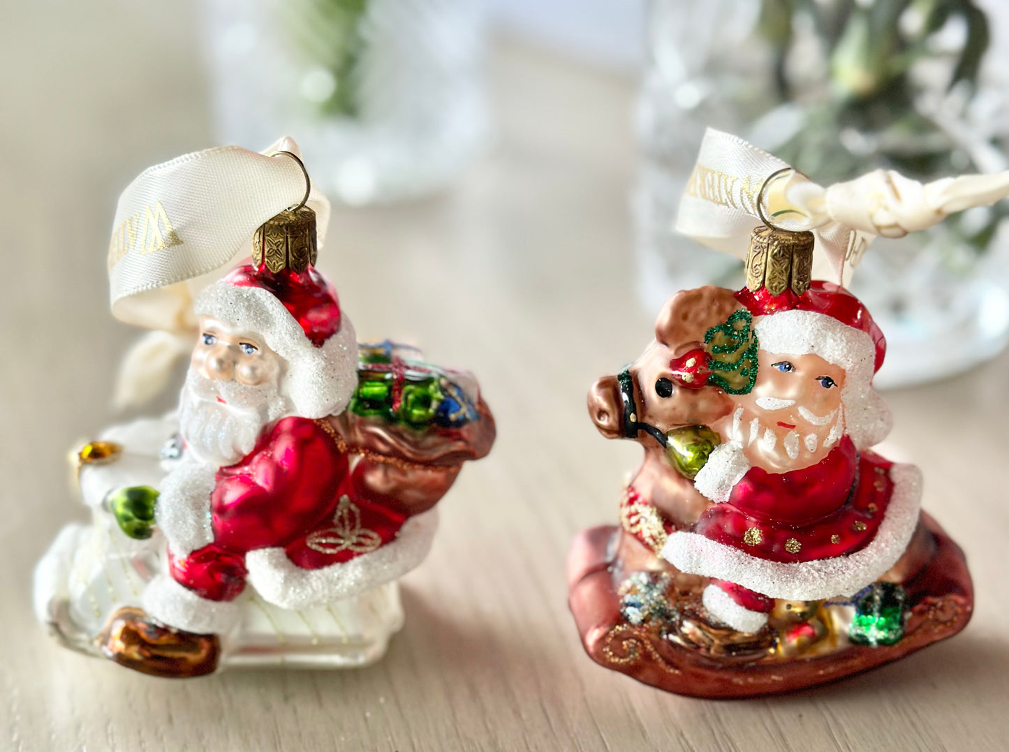 Waterford Mini Santa Ornaments - Set of 2