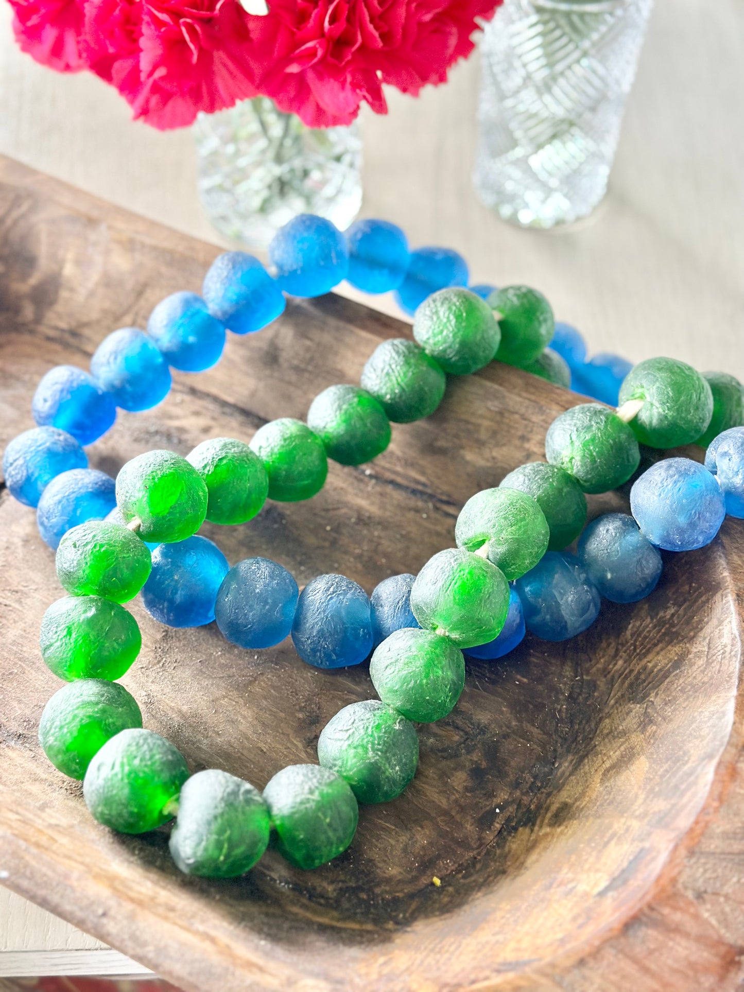 Green Sea Glass Beads