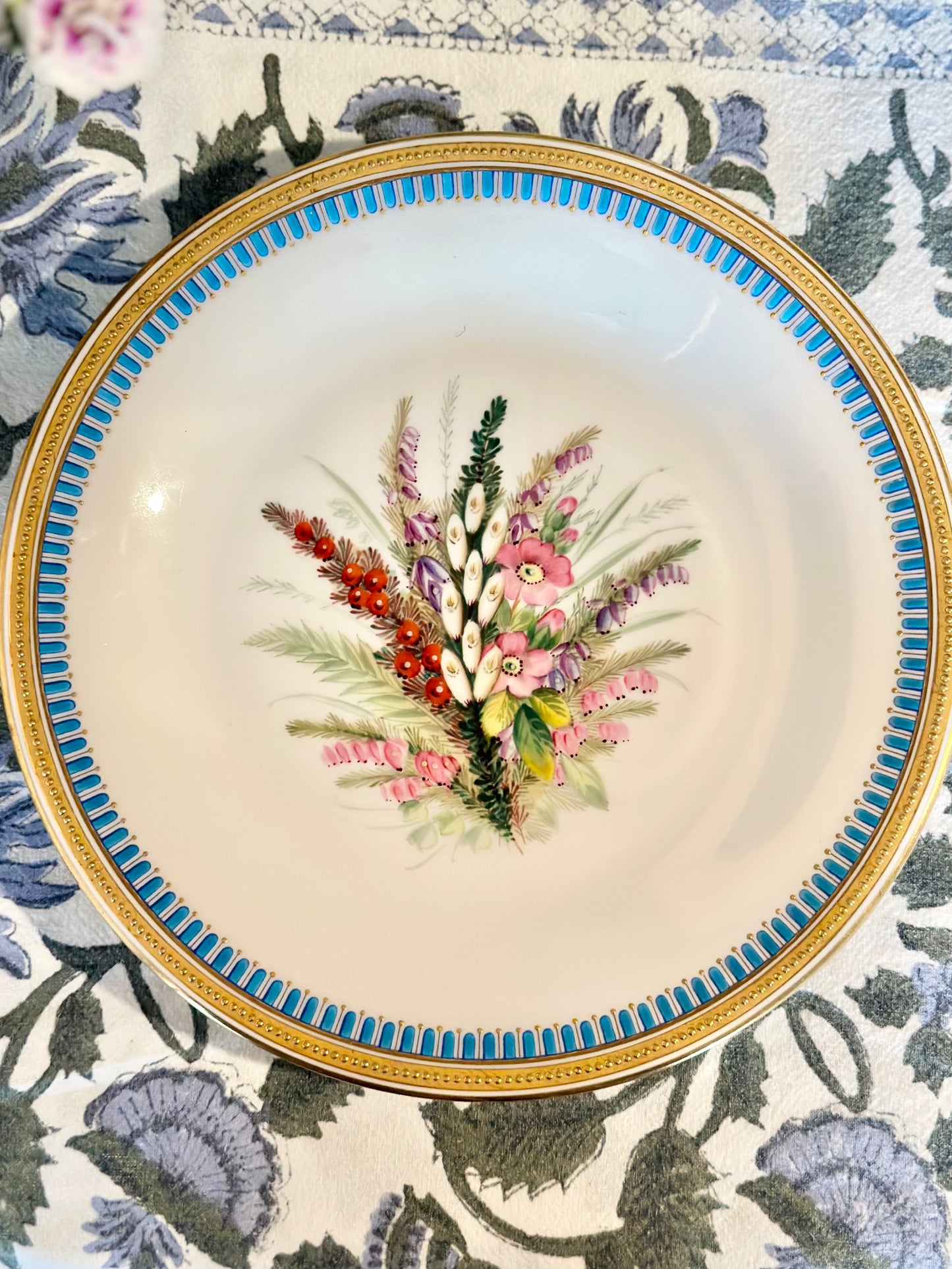 Pair of Royal Worcester Turquoise Floral Plates