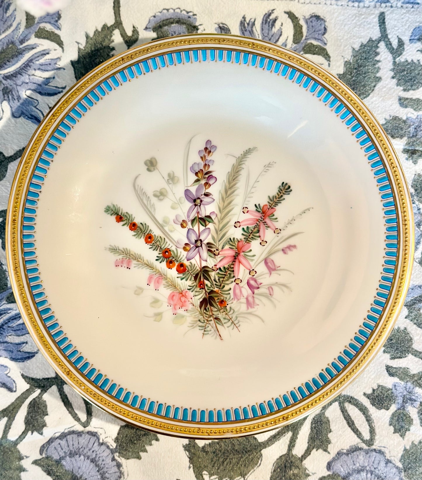 Pair of Royal Worcester Turquoise Floral Plates