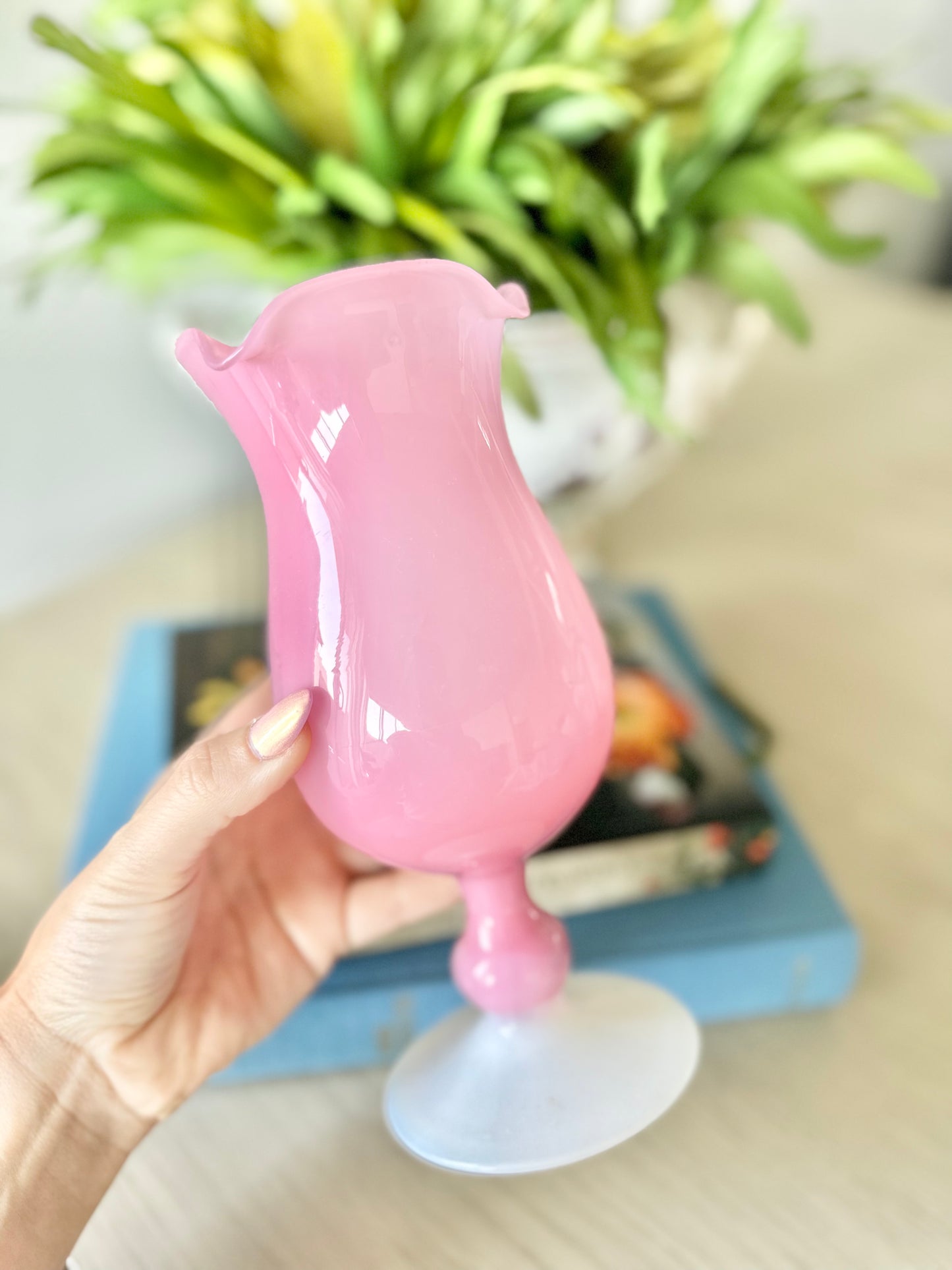 Pink Tulip Opaline Vase