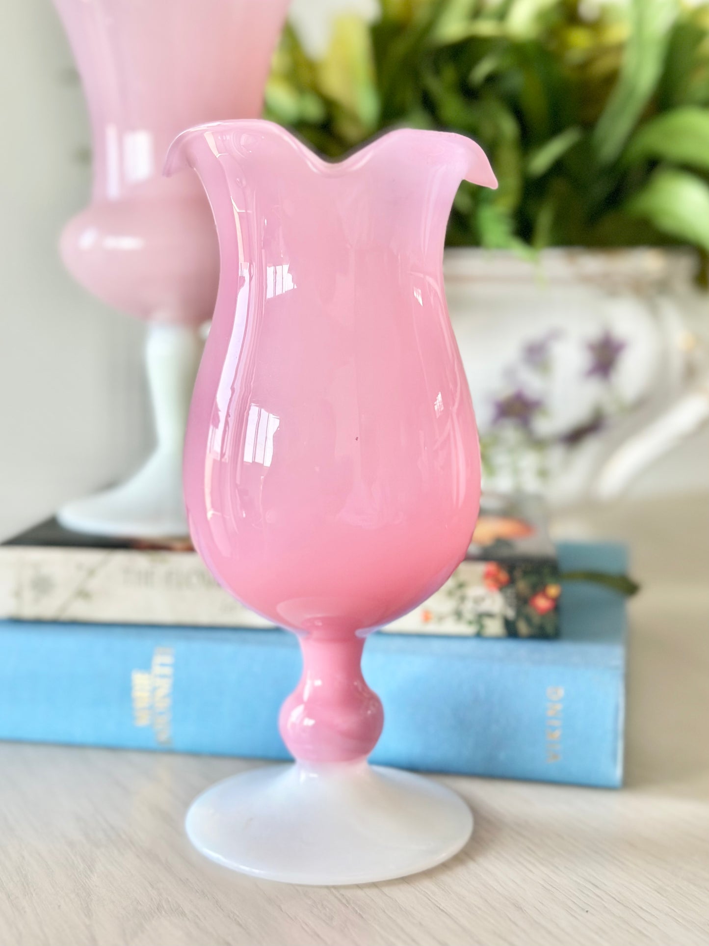 Pink Tulip Opaline Vase