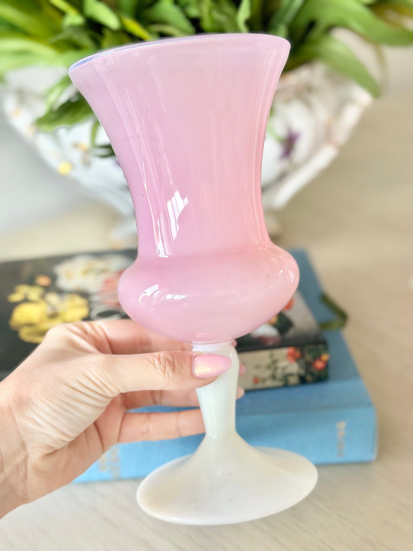 Pink and White Opaline Vase