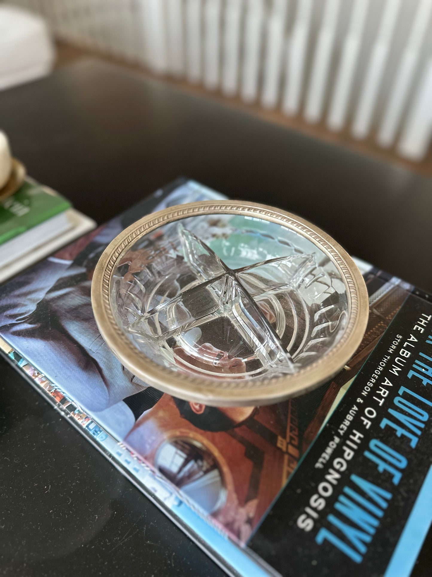 Divided Glass Dish with Sterling Silver Rim