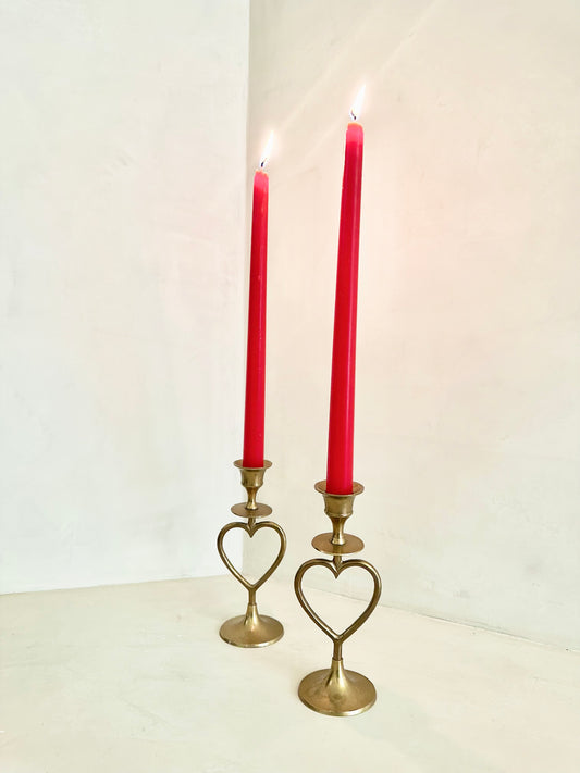 Brass Heart Candlesticks