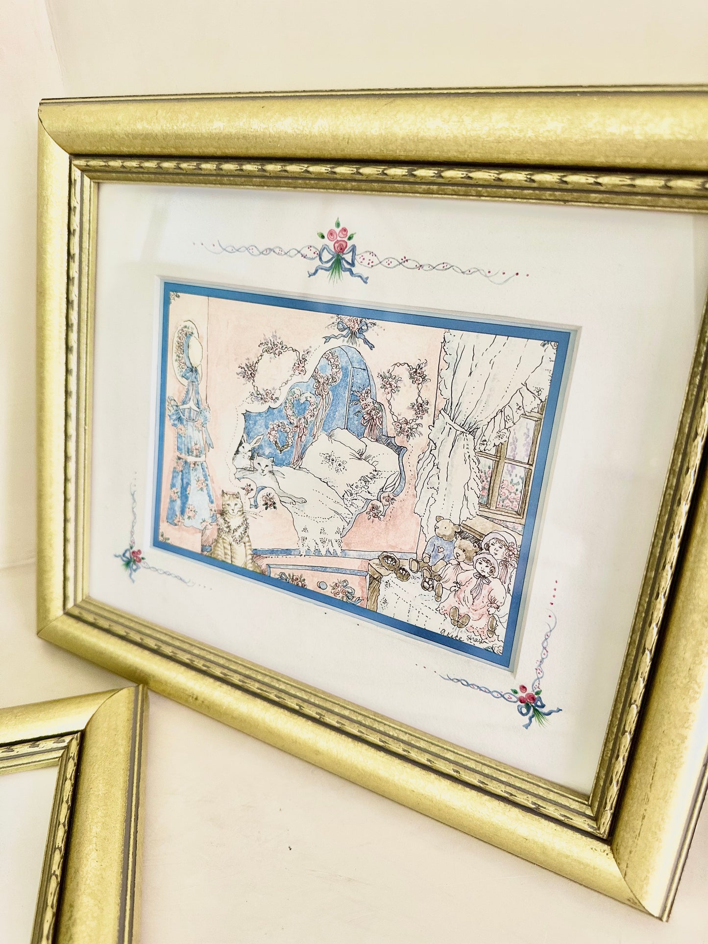 Gold Framed Watercolor Sketch Signed by Alice Shaw