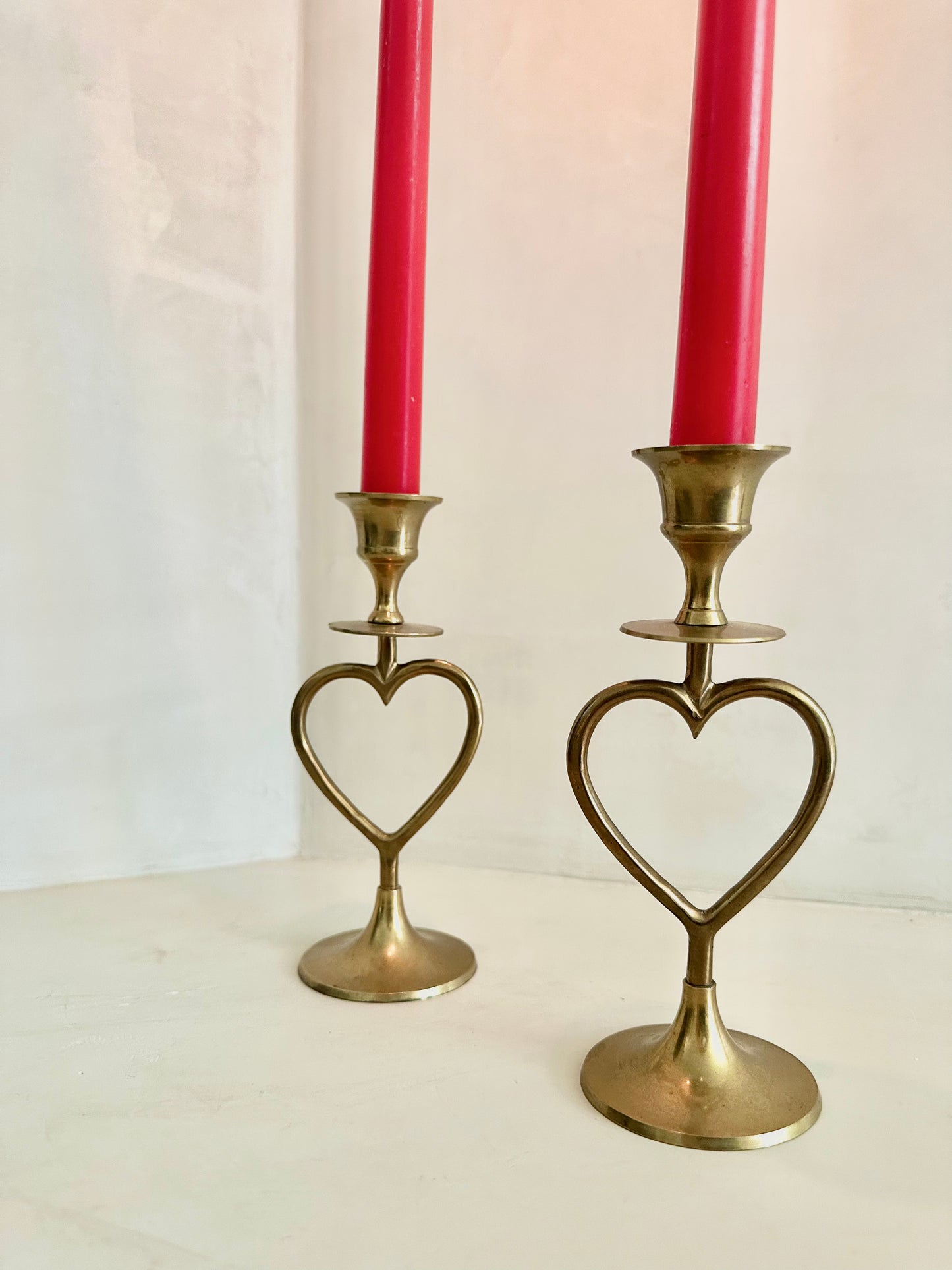 Brass Heart Candlesticks