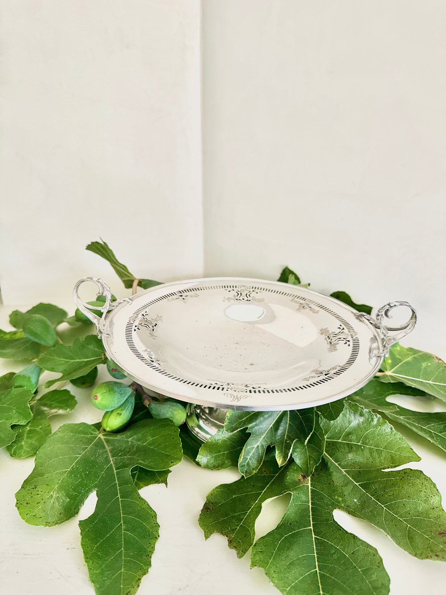 Silver Plated Sheffield Reproduction Pedestal Dish with Handles