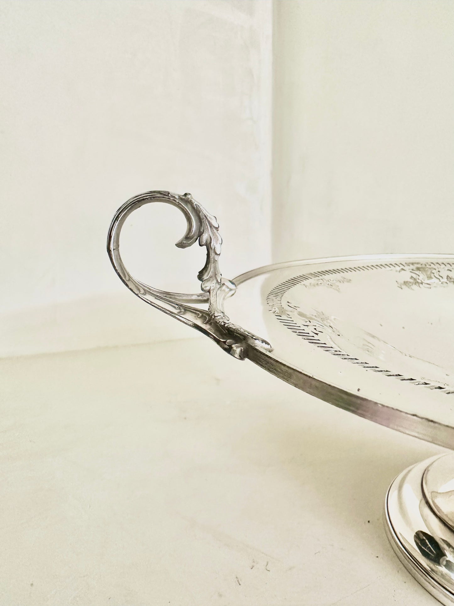 Silver Plated Sheffield Reproduction Pedestal Dish with Handles