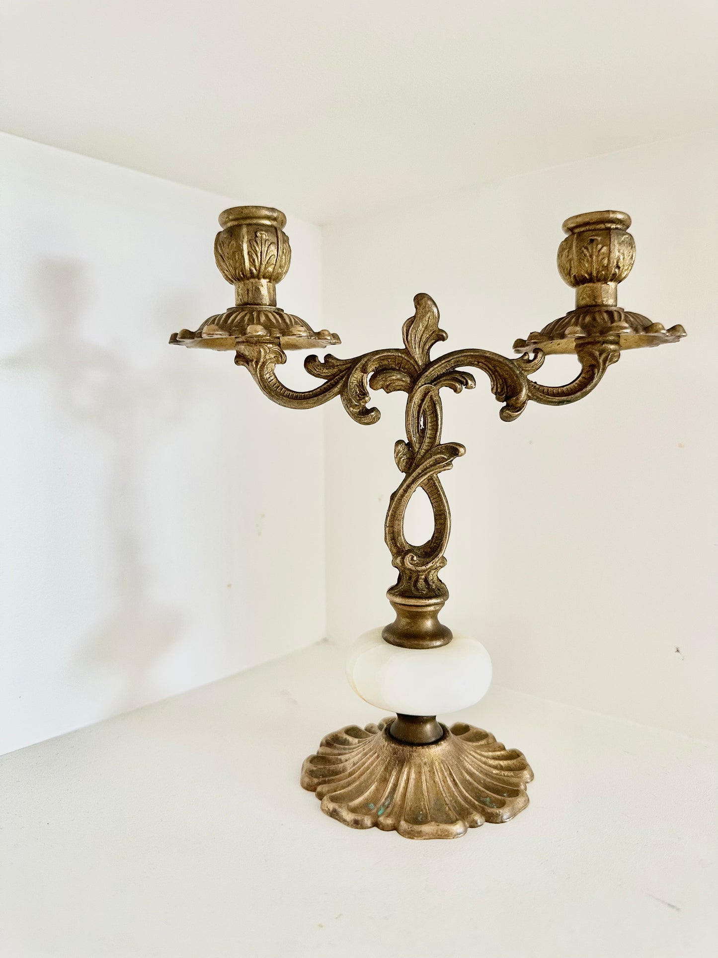 Brass Candelabra with Onyx Detailing