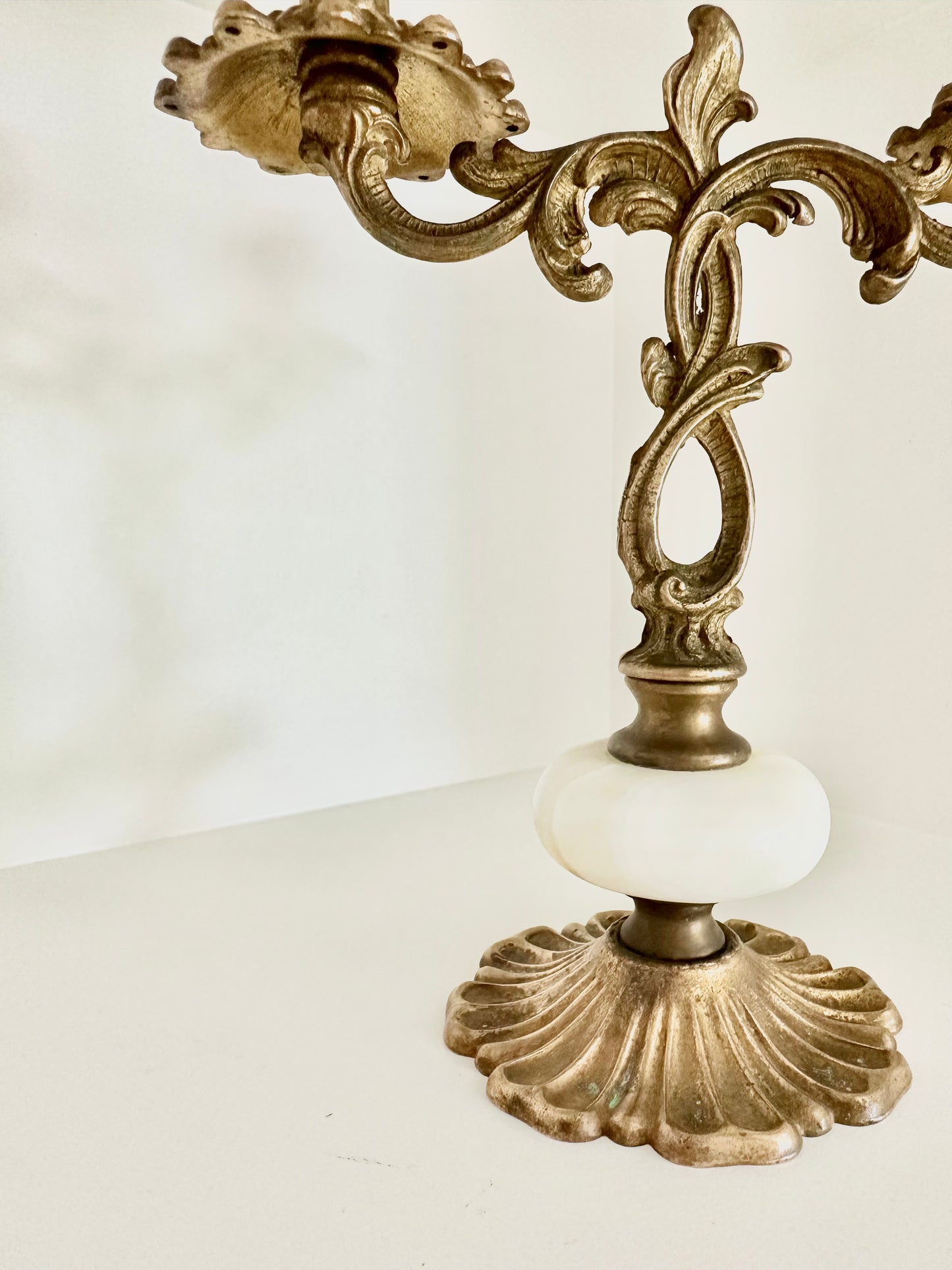 Brass Candelabra with Onyx Detailing