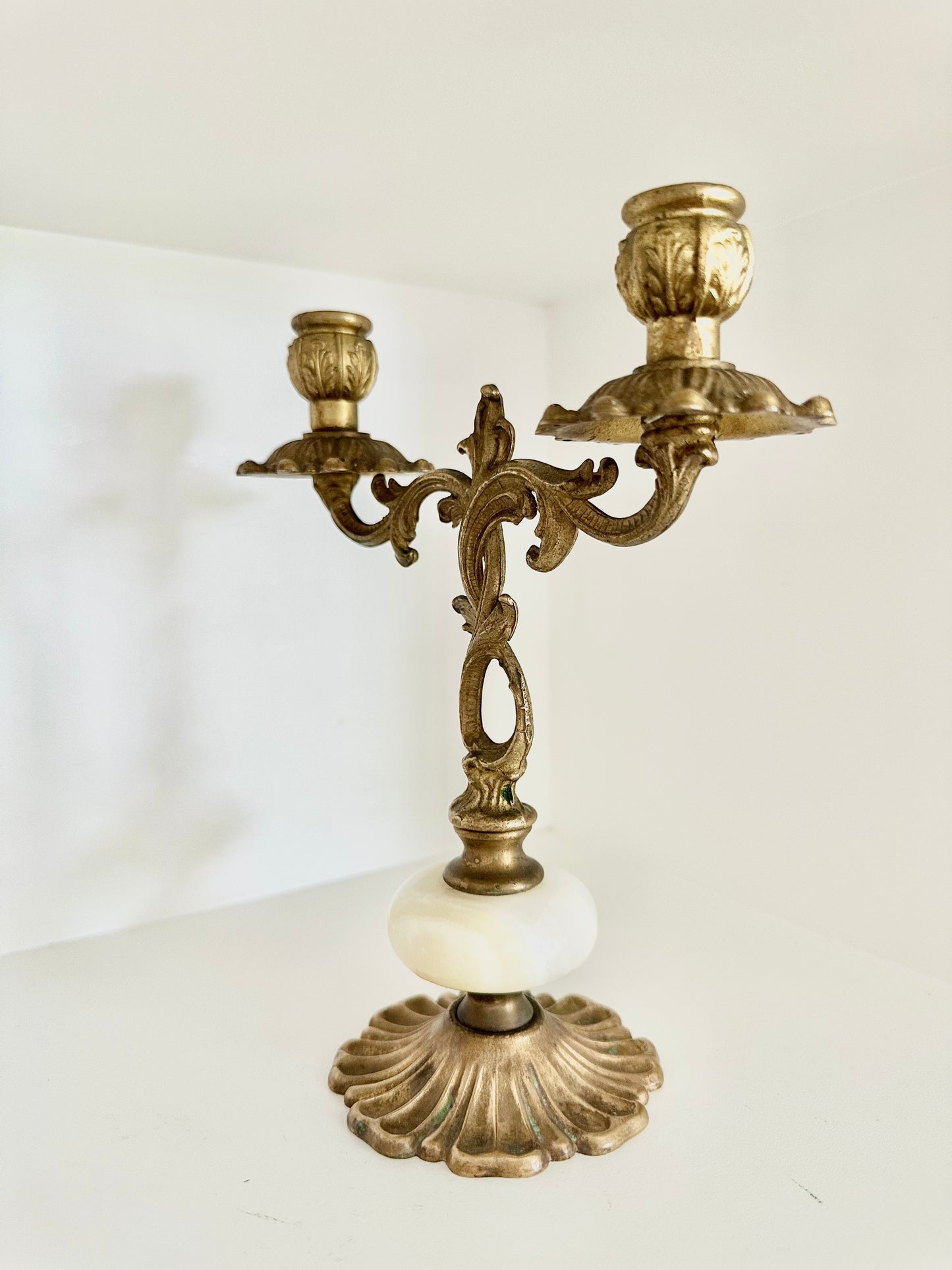 Brass Candelabra with Onyx Detailing