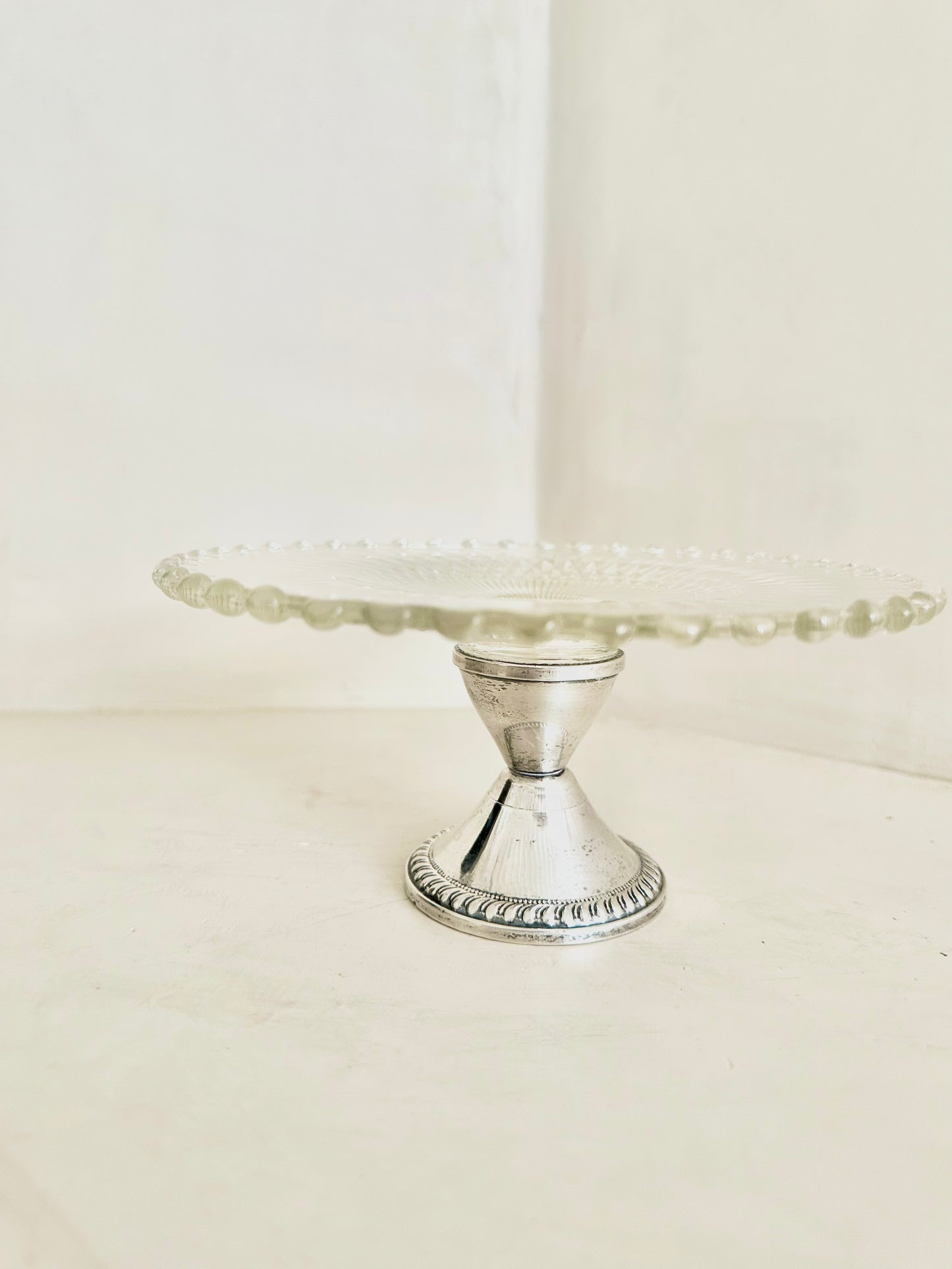 Pedestal Glass Dish on Sterling Silver Base