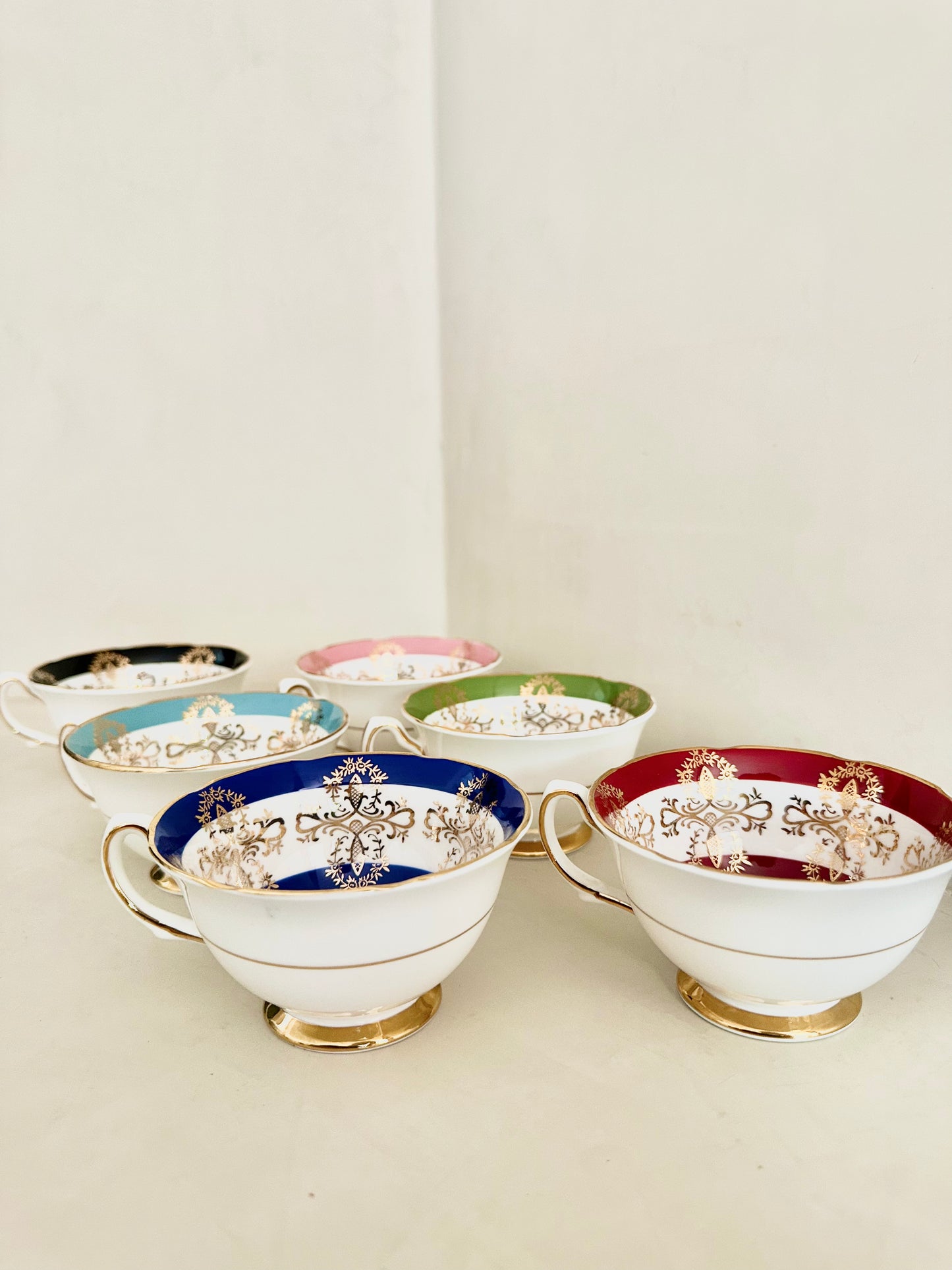 Royal Grafton Multi-Colored Tea Cups and Saucers