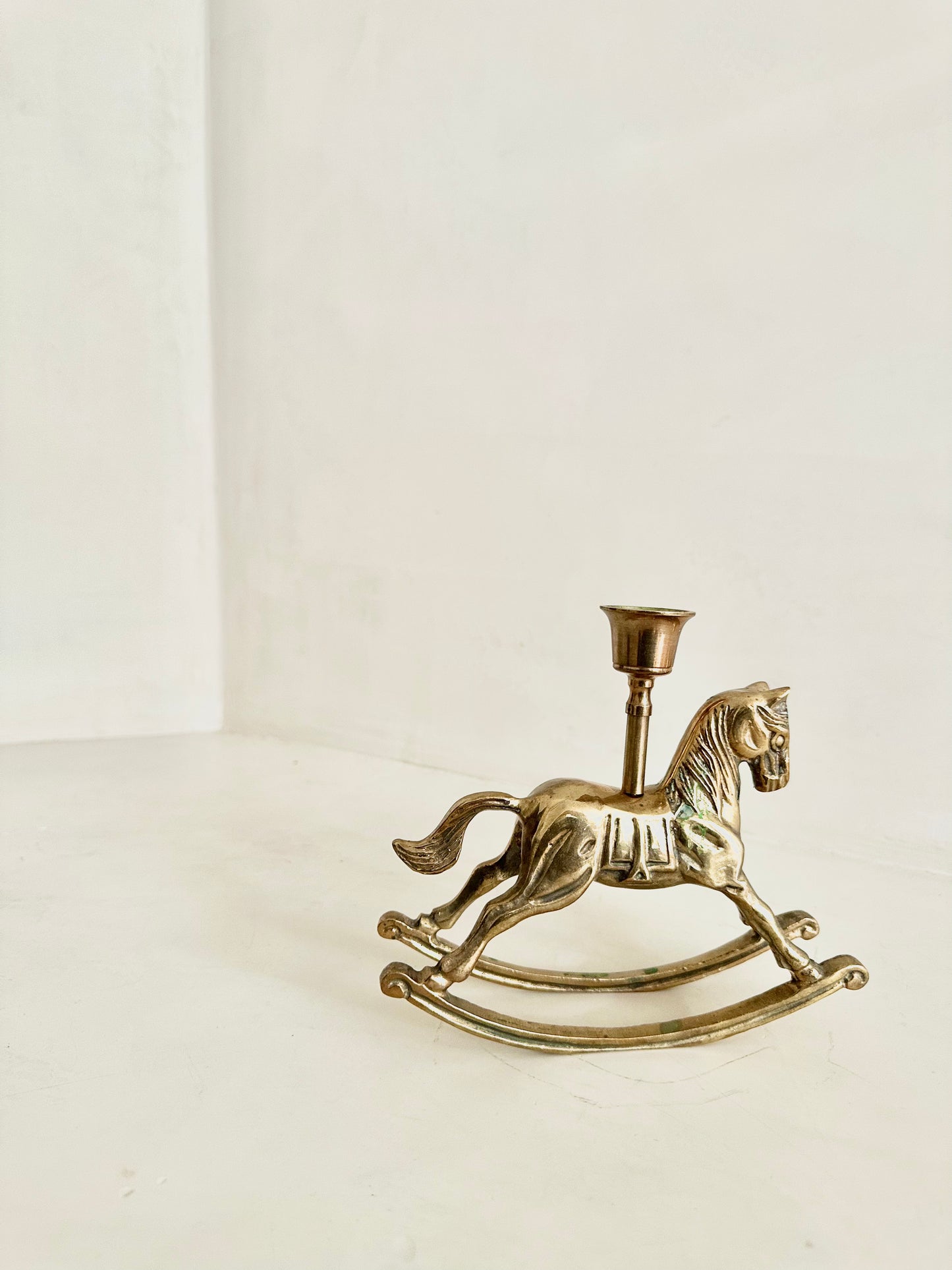 Brass Rocking Horse Candlestick Holder