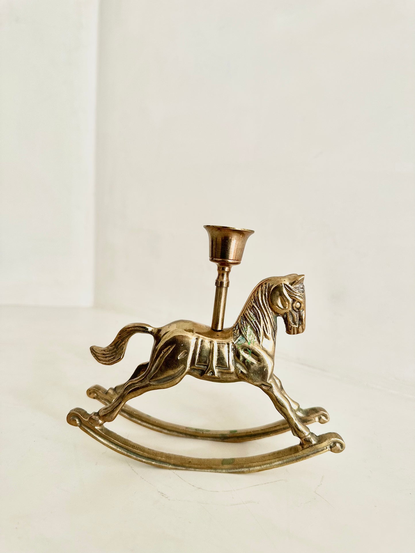 Brass Rocking Horse Candlestick Holder