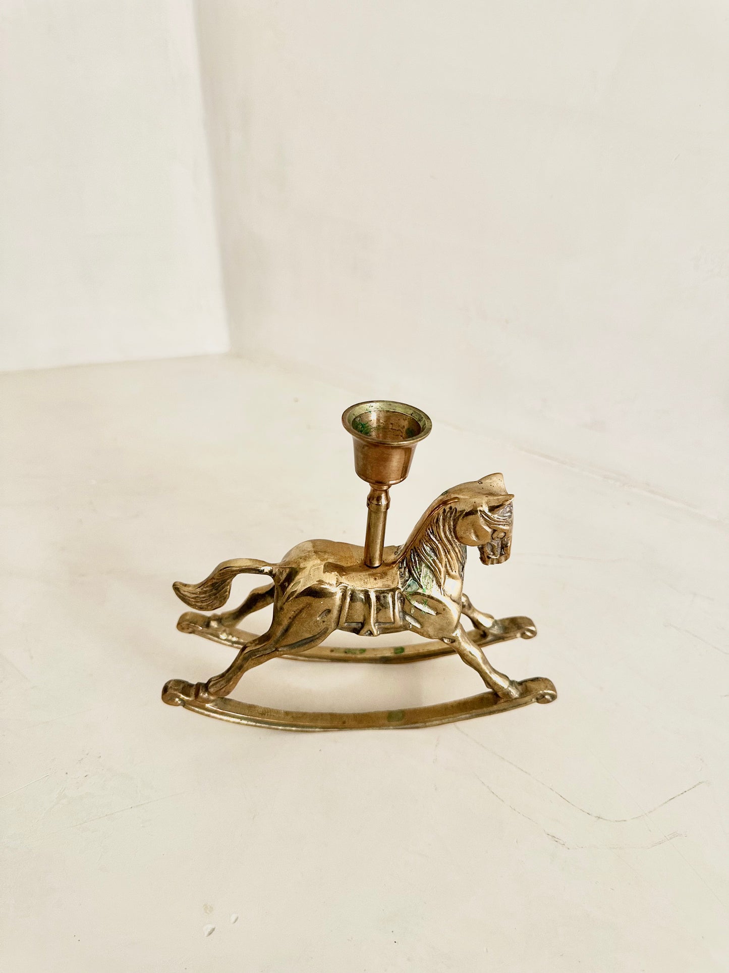 Brass Rocking Horse Candlestick Holder