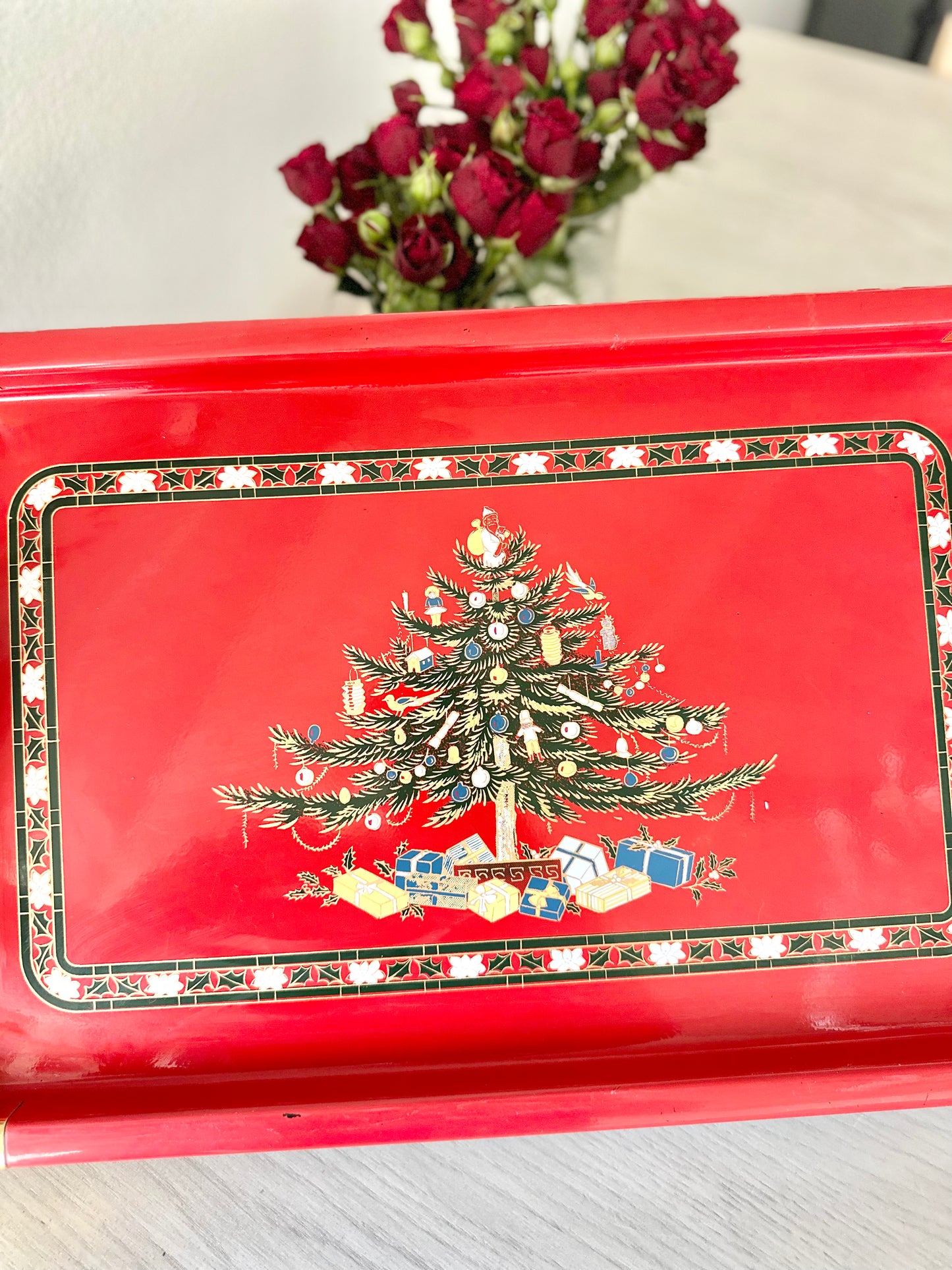 Red Christmas Tree Tray