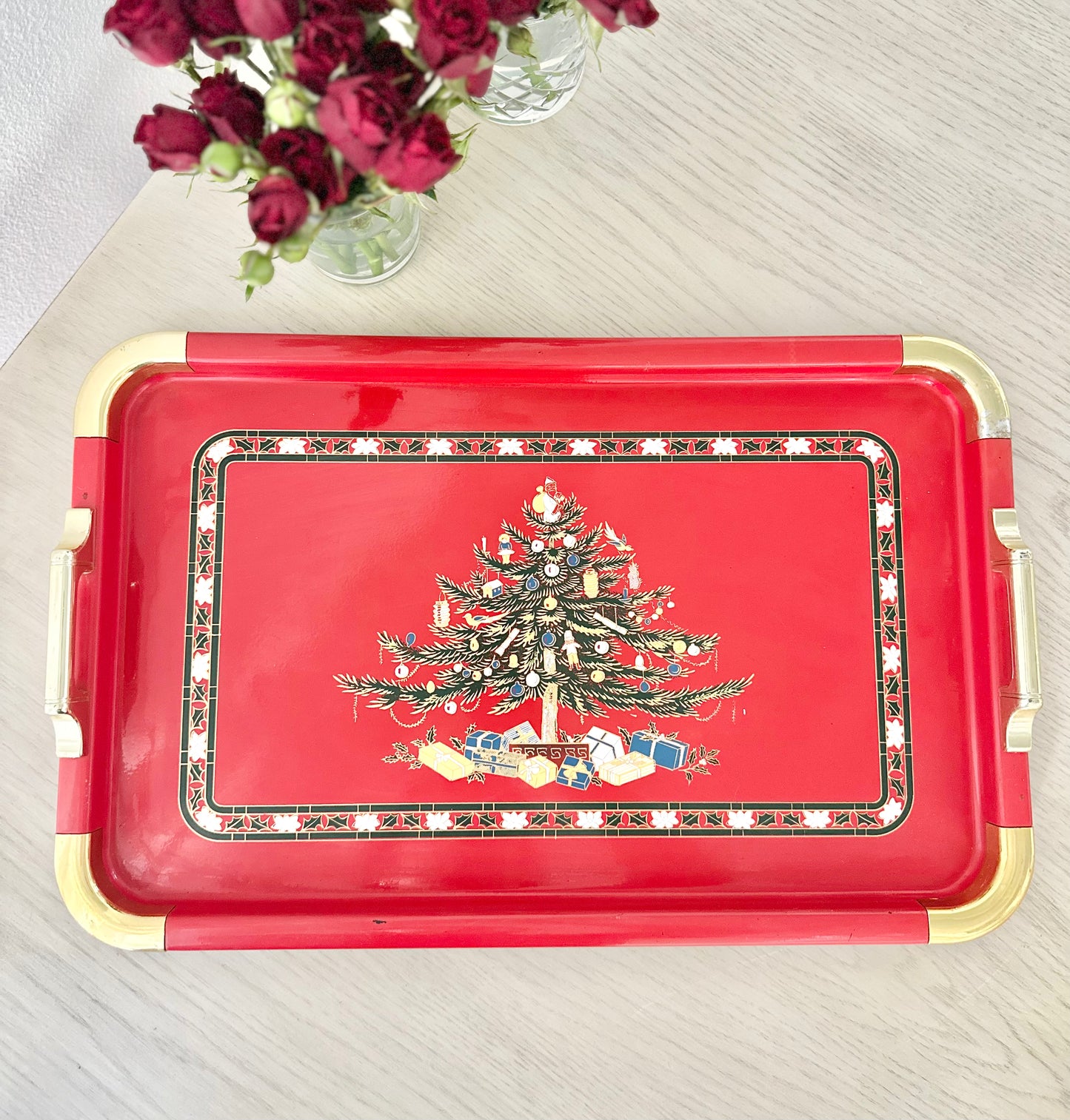 Red Christmas Tree Tray