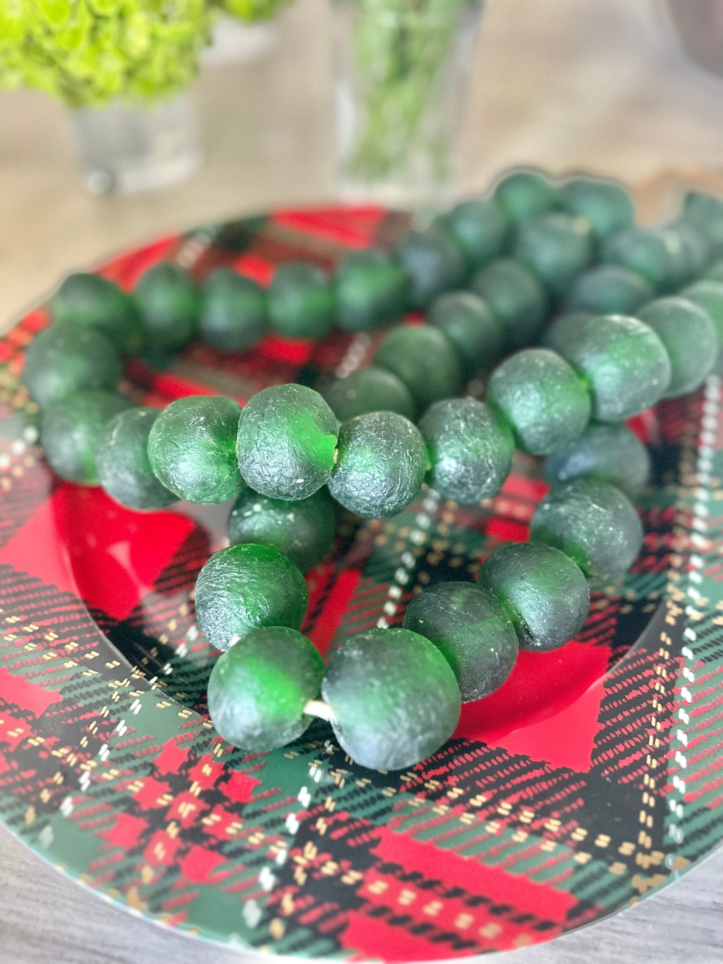 Green Sea Glass Beads