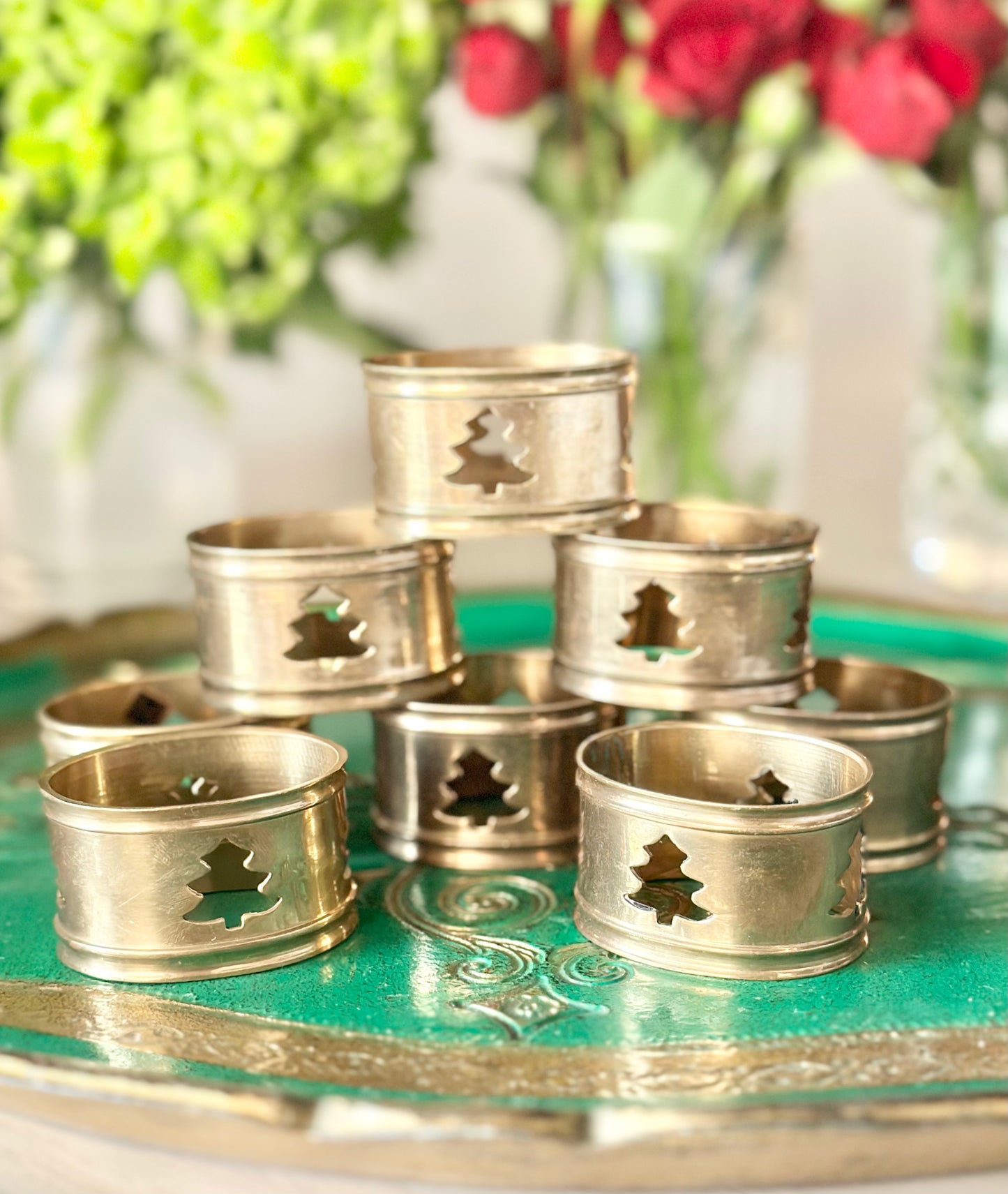 Brass Christmas Tree Napkin Rings