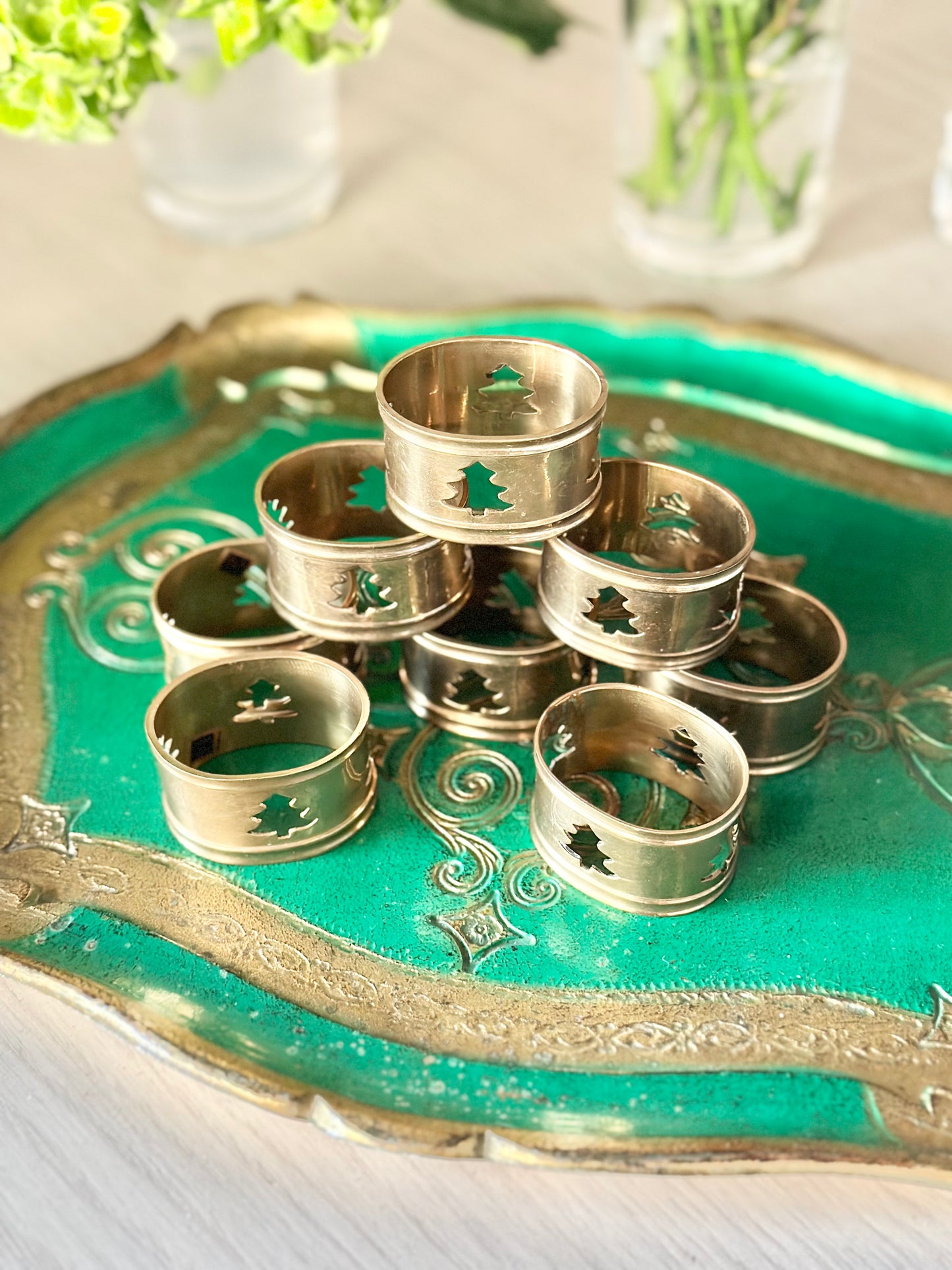 Brass Christmas Tree Napkin Rings