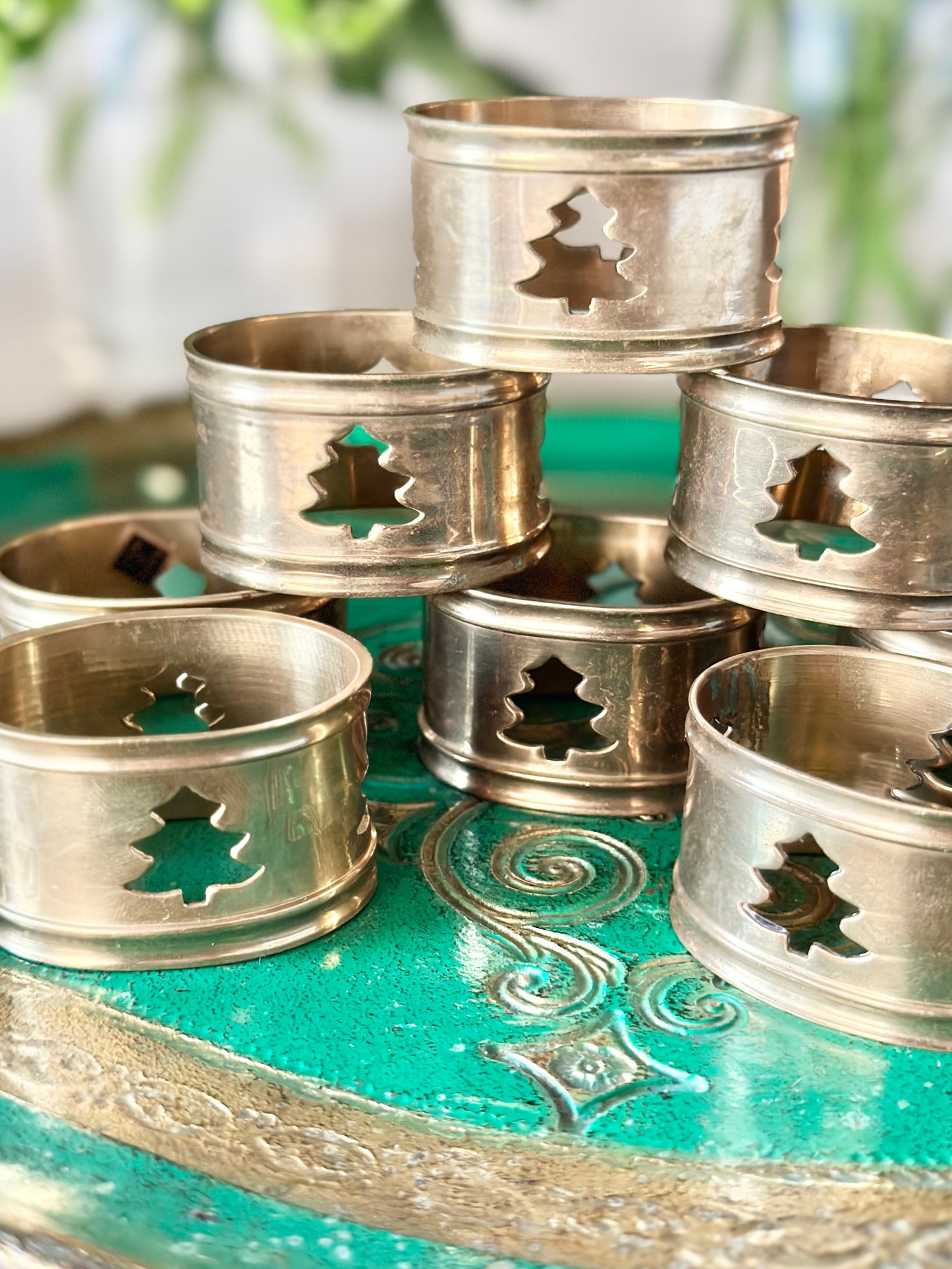 Brass Christmas Tree Napkin Rings