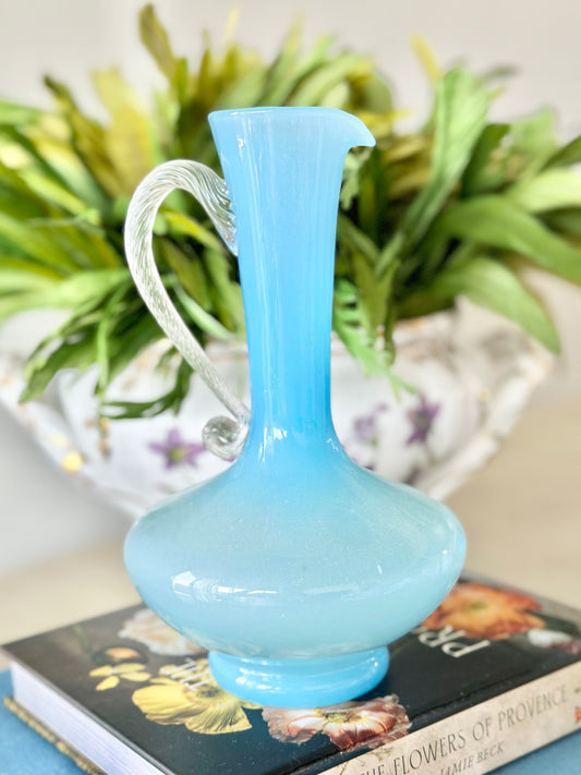 Blue Opaline Pitcher Vase