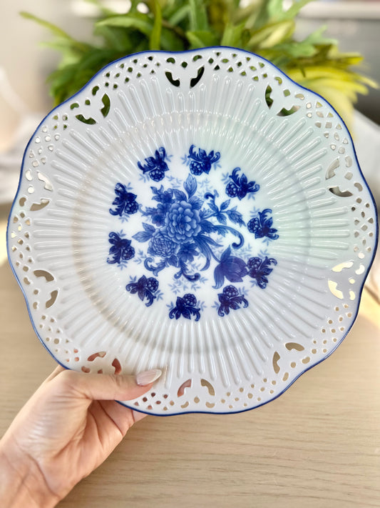 Reticulated Blue and White Plate