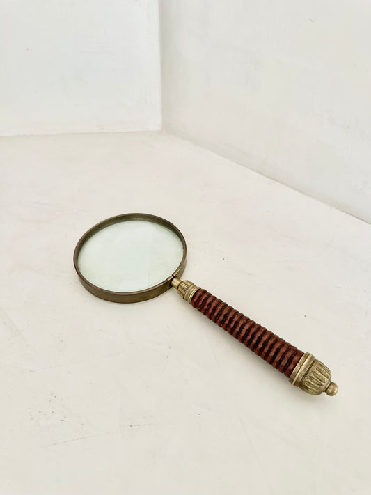 Magnifying Glass with Wood Handle and Brass Details